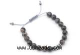 CGB9118 8mm, 10mm grey opal & rondelle hematite adjustable bracelets