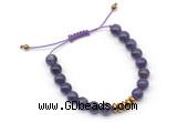 CGB9124 8mm, 10mm amethyst & rondelle hematite adjustable bracelets