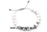 CGB9130 8mm, 10mm white howlite & rondelle hematite adjustable bracelets