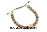 CGB9167 8mm, 10mm unakite & cross hematite adjustable bracelets