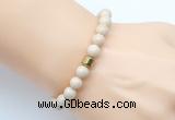 CGB9245 8mm, 10mm white fossil jasper & drum hematite power beads bracelets