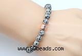 CGB9252 8mm, 10mm dalmatian jasper & drum hematite power beads bracelets