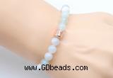 CGB9255 8mm, 10mm sea blue banded agate & drum hematite power beads bracelets