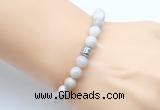 CGB9263 8mm, 10mm white crazy lace agate & drum hematite power beads bracelets