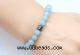 CGB9307 8mm, 10mm matte amazonite & drum hematite power beads bracelets