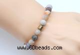 CGB9313 8mm, 10mm matte bamboo leaf agate & drum hematite power beads bracelets