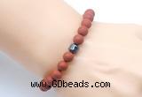 CGB9327 8mm, 10mm matte red jasper & drum hematite power beads bracelets