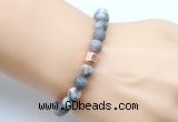 CGB9330 8mm, 10mm matte pink zebra jasper & drum hematite power beads bracelets