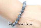 CGB9332 8mm, 10mm matte grey picture jasper & drum hematite power beads bracelets