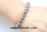 CGB9334 8mm, 10mm matte dalmatian jasper & drum hematite power beads bracelets