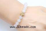 CGB9350 8mm, 10mm white jade & cross hematite power beads bracelets