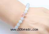 CGB9370 8mm, 10mm sea blue banded agate & cross hematite power beads bracelets