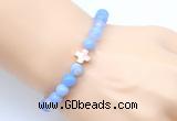 CGB9371 8mm, 10mm blue banded agate & cross hematite power beads bracelets