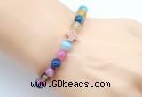 CGB9373 8mm, 10mm colorful banded agate & cross hematite power beads bracelets