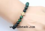 CGB9398 8mm, 10mm green tiger eye & cross hematite power beads bracelets