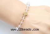 CGB9400 8mm, 10mm white crystal & cross hematite power beads bracelets