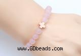 CGB9417 8mm, 10mm matte rose quartz & cross hematite power beads bracelets