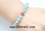 CGB9423 8mm, 10mm matte amazonite & cross hematite power beads bracelets