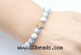 CGB9425 8mm, 10mm matte white howlite & cross hematite power beads bracelets