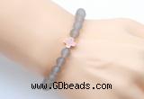 CGB9427 8mm, 10mm matte grey agate & cross hematite power beads bracelets