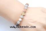 CGB9429 8mm, 10mm matte bamboo leaf agate & cross hematite power beads bracelets