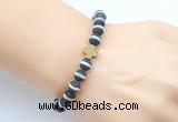 CGB9431 8mm, 10mm matte Tibetan agate & cross hematite power beads bracelets