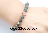 CGB9436 8mm, 10mm matte rhyolite & cross hematite power beads bracelets