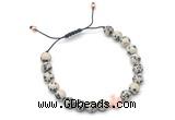 CGB9477 8mm, 10mm dalmatian jasper & cross hematite adjustable bracelets