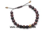 CGB9503 8mm, 10mm red tiger eye & drum hematite adjustable bracelets