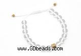 CGB9510 8mm, 10mm white crystal & drum hematite adjustable bracelets