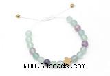 CGB9530 8mm, 10mm matte fluorite & cross hematite adjustable bracelets