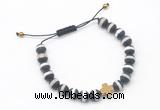 CGB9541 8mm, 10mm matte Tibetan agate & cross hematite adjustable bracelets