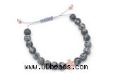 CGB9543 8mm, 10mm matte snowflake obsidian & cross hematite adjustable bracelets