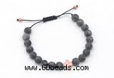 CGB9551 8mm, 10mm matte black labradorite & cross hematite adjustable bracelets