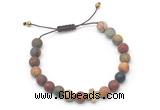 CGB9554 8mm, 10mm matte picasso jasper & cross hematite adjustable bracelets