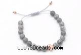 CGB9558 8mm, 10mm matte grey picture jasper & cross hematite adjustable bracelets