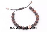 CGB9566 8mm, 10mm matte red tiger eye & cross hematite adjustable bracelets