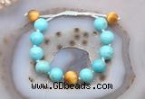 CGB9607 12mm round blue howlite & golden tiger eye adjustable bracelets