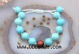 CGB9609 12mm round blue howlite & red tiger eye adjustable bracelets