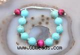 CGB9610 12mm round blue howlite & red tiger eye adjustable bracelets