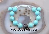 CGB9614 12mm round blue howlite & black banded agate adjustable bracelets