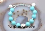 CGB9617 12mm round blue howlite & white howlite adjustable bracelets