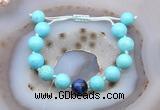 CGB9622 12mm round blue howlite & blue tiger eye adjustable bracelets