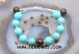 CGB9627 12mm round blue howlite & bronzite adjustable bracelets