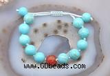 CGB9630 12mm round blue howlite & fire agate adjustable bracelets