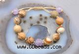 CGB9703 12mm round picture jasper & lavender amethyst adjustable bracelets