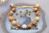 CGB9704 12mm round picture jasper & blue lace agate adjustable bracelets