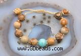 CGB9705 12mm round picture jasper & amazonite adjustable bracelets