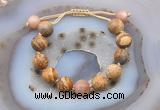 CGB9720 12mm round picture jasper & moonstone adjustable bracelets