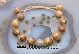 CGB9730 12mm round picture jasper & serpentine jasper adjustable bracelets